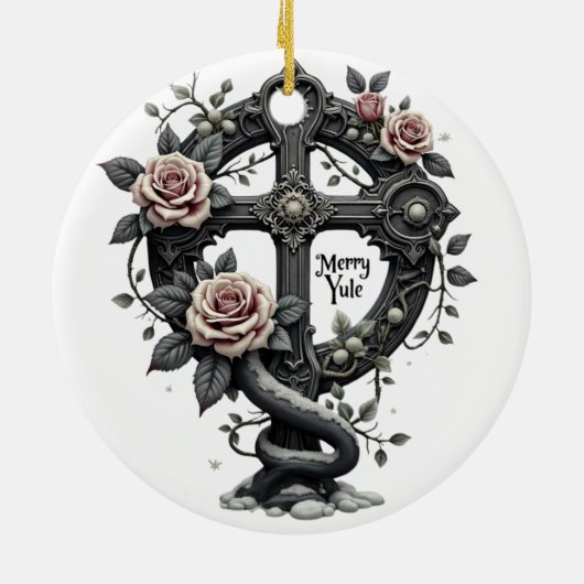 Merry Yule Gothic Cross Ornament (Hinten)