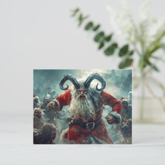 Merry Zombie Christmas Postcard Postkarte (Stehend Vorderseite)