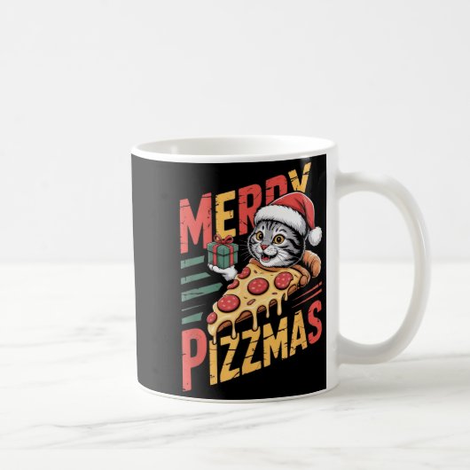 Merry Zzmas Christmas Cat Funny Zza Lover Xmas Cat Kaffeetasse (Rechts)