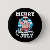 Merrychristmas In July Funny Santa  Button (Vorderseite)