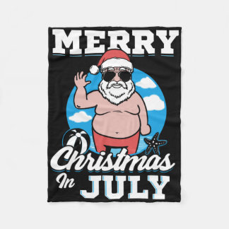 Merrychristmas In July Funny Santa Fleecedecke