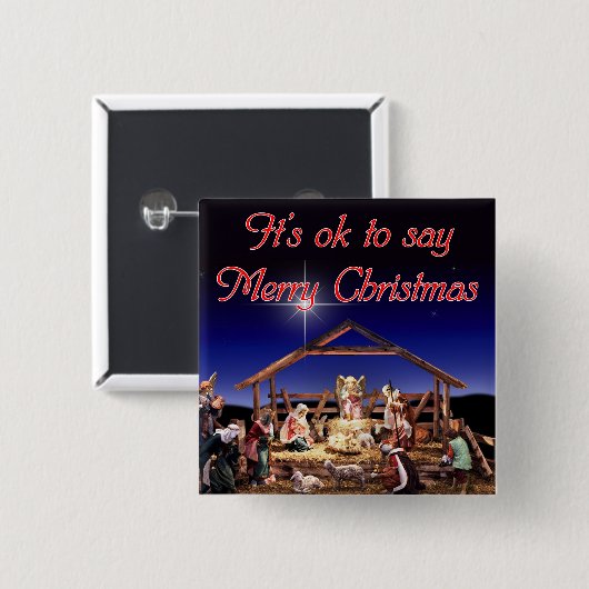 Merrychristmasquadrat Knopf Button (Vorne & Hinten)