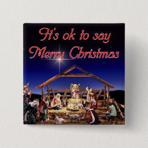 Merrychristmasquadrat Knopf Button