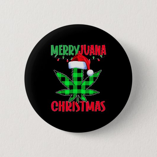 Merryjuana Weed Leaf Funny Christmas Pajama X-mas  Button (Vorderseite)