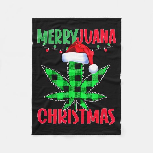 Merryjuana Weed Leaf Funny Christmas Pajama X-mas Fleecedecke (Vorderseite)