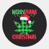 Merryjuana Weed Leaf Funny Christmas Pajama X-mas  Runder Aufkleber (Vorderseite)