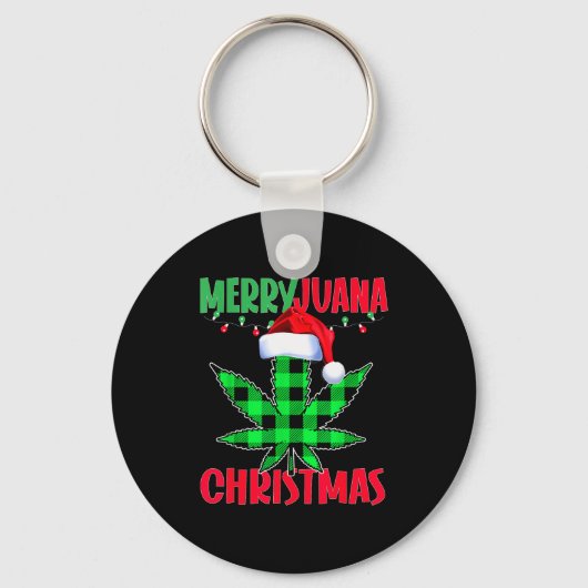 Merryjuana Weed Leaf Funny Christmas Pajama X-mas  Schlüsselanhänger (Vorderseite)