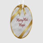 MerryMist Magic Cozy Winter Snowflake & Gold Ribbo Ornament (Vorderseite)
