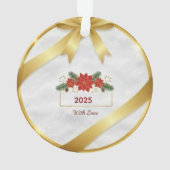 MerryMist Magic Cozy Winter Snowflake & Gold Ribbo Ornament (Rückseite)