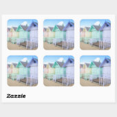 Mersea Island Beach Huts Quadratischer Aufkleber (Blatt)
