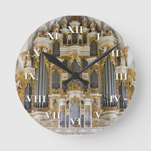 Merseburg Pfeifenorgeluhr mit römischen Ziffern Runde Wanduhr (Vorderseite)