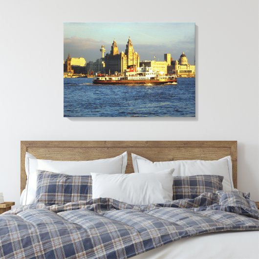 Mersey Ferry & Liverpool Wasserfront Leinwanddruck (Insitu (Schlafzimmer))
