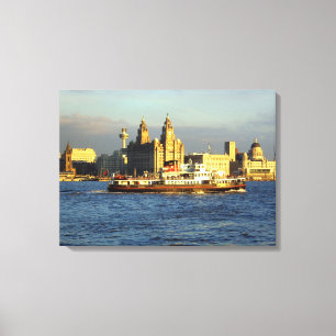 Mersey Ferry & Liverpool Wasserfront Leinwanddruck