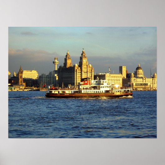 Mersey Ferry mit Liverpool Wasserfront jenseits Poster (Vorne)
