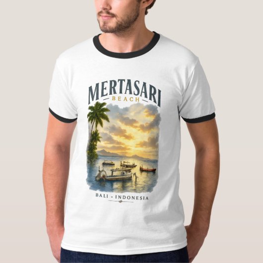 Mertasari Beach Bali Basic Ringel T-Shirt (Vorderseite)