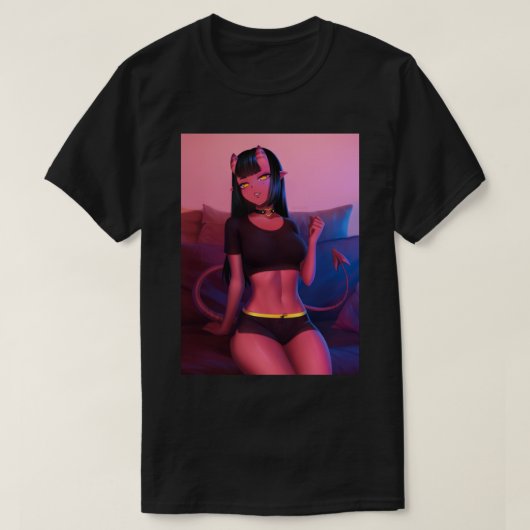 Meru the Succubus Meru the Demon Girl Black Borde T-Shirt (Design vorne)