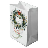 Mery Christmas Cones Mistletoe Personalisiert Mittlere Geschenktüte (Rückseite Schrägansicht)