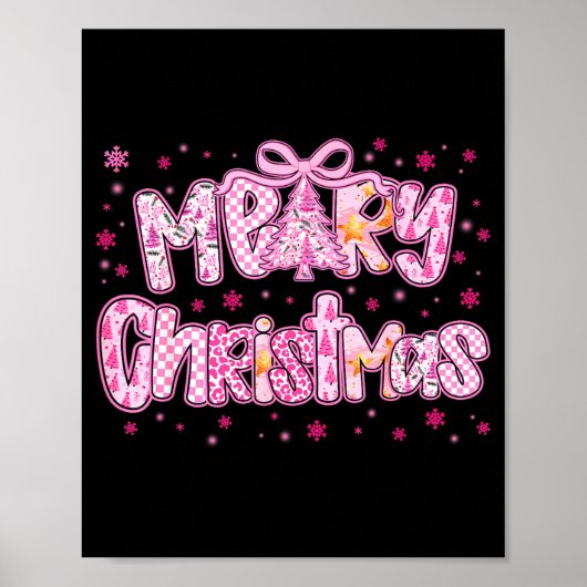 Mery Christmas Cute Nk Coquette Pajamas Xmas Women Poster (Vorne)