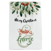 Mery Christmas Mistletoe Personalisiert Mittlere Geschenktüte (Rückseite)