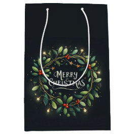 Mery Christmas Mistletoe Wreath Mittlere Geschenktüte