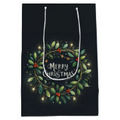 Mery Christmas Mistletoe Wreath Mittlere Geschenktüte (Rückseite)