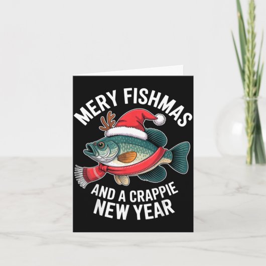 Mery Fishmas And A Crape New Year Funny Fishing Ch Karte (Vorderseite)