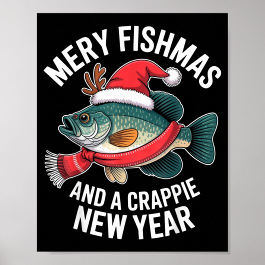 Mery Fishmas And A Crape New Year Funny Fishing Ch Poster (Vorne)