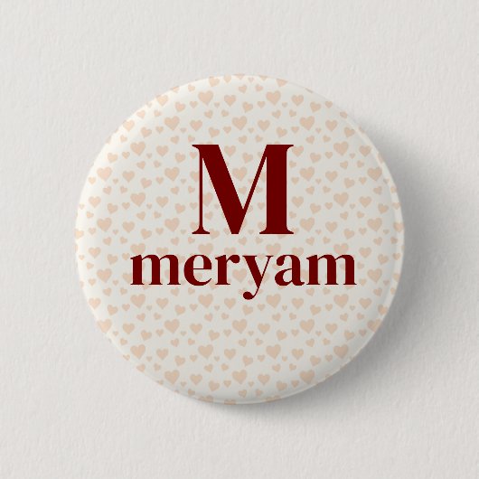 Meryam Monogram mit dem Hintergrundert-Abzeichen f Button (Vorderseite)