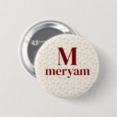 Meryam Monogram mit dem Hintergrundert-Abzeichen f Button (Vorne & Hinten)