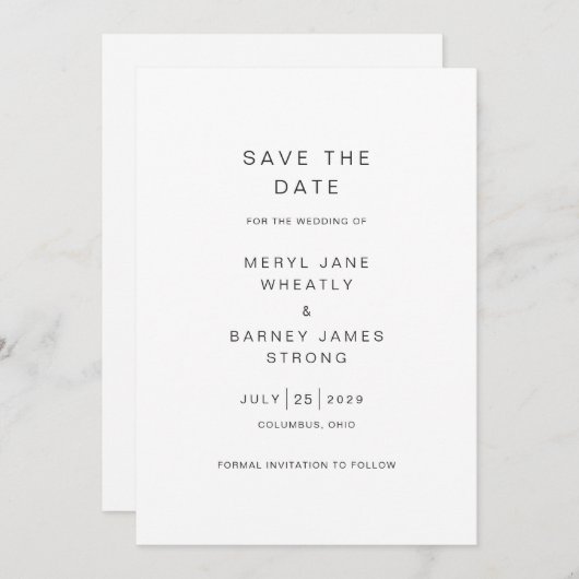 Meryl Elegant Modern Wedding Save The Date (Vorne/Hinten)