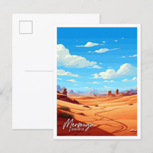 Merzouga Marokko Kunst Vintage-Reiseillustration Postkarte