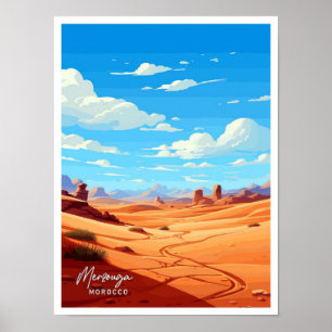 Merzouga Marokko Reise Vintage-Illustration Poster
