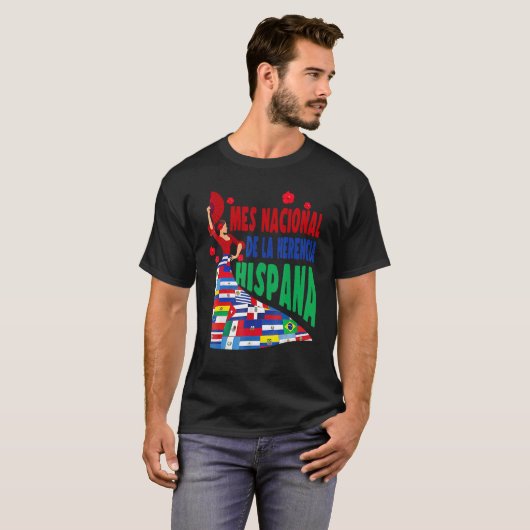 Mes Nacional De La Herencia Hispana Flaggen Tanz T-Shirt (Vorne ganz)