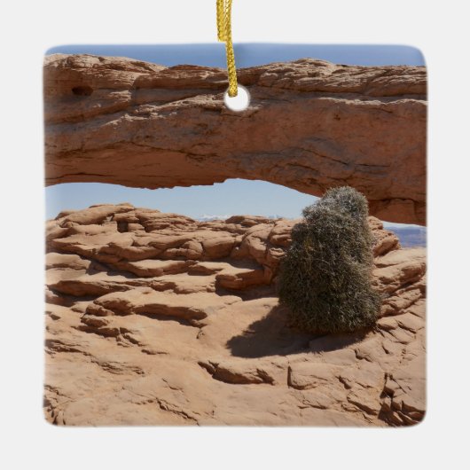Mesa Arch and Tumbleweed in Canyonlands Keramikornament (Vorderseite)