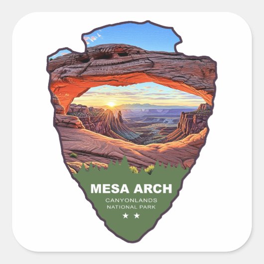 Mesa Arch Canyonlands National Park Arrowhead Quadratischer Aufkleber (Vorderseite)