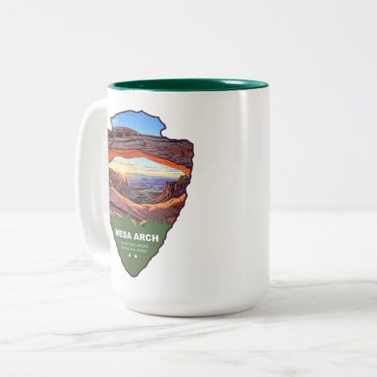 Mesa Arch Canyonlands National Park Arrowhead Zweifarbige Tasse (Vorderseite Links)