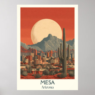 Mesa Arizona Retro Travel Poster | Vintage Wüste