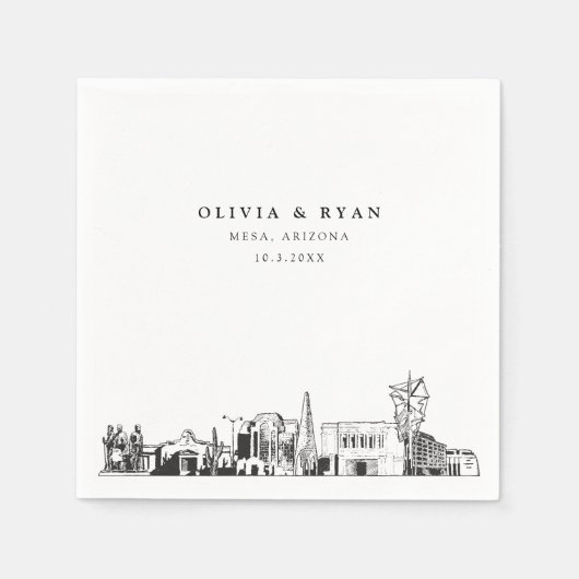 Mesa Arizona Skyline Wedding Paper Cocktail Napkin Serviette (Vorderseite)