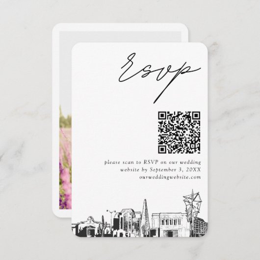 Mesa Arizona Wedding RSVP QR Code Small Begleitkarte (Vorne/Hinten)