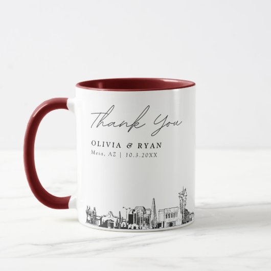 Mesa Skyline Sketch Simple Custom Wedding Tasse (Links)