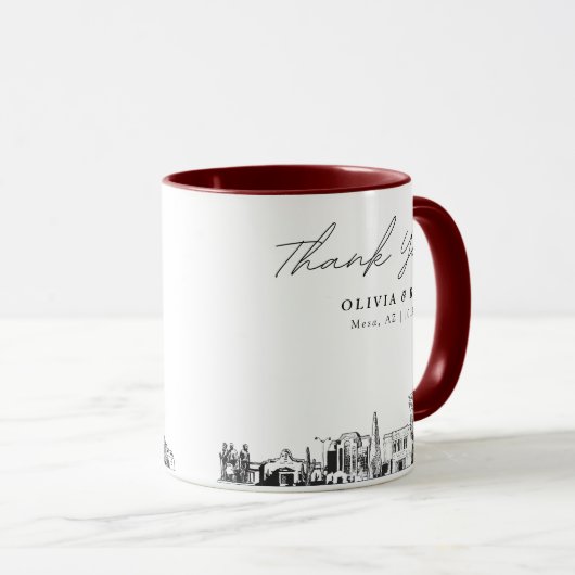Mesa Skyline Sketch Simple Custom Wedding Tasse (VorderseiteRechts)