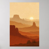 Mesa Sunset Gouache Boho Art Poster (Vorne)