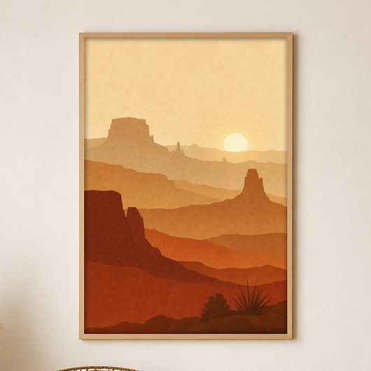 Mesa Sunset Gouache Boho Art Poster