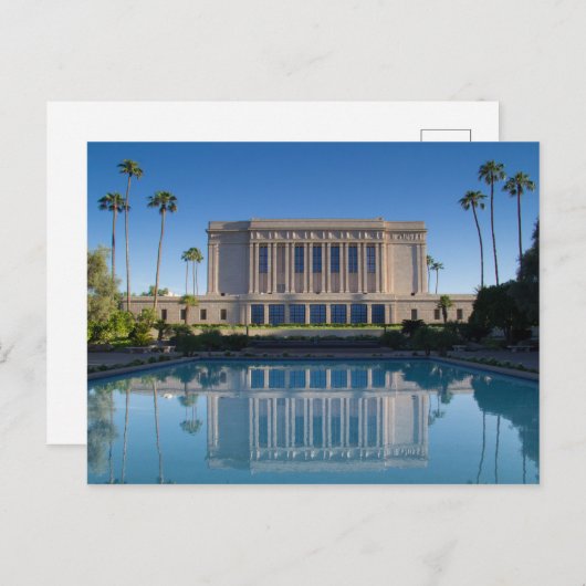 Mesa Tempel reflektiert in einem blauen Pool Postkarte (Vorne/Hinten)