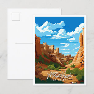 Mesa Verde Colorado Vintage-Reiseillustration Postkarte
