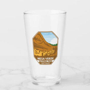 Mesa Verde National Park Cliff Palace Retro Emblem Glas