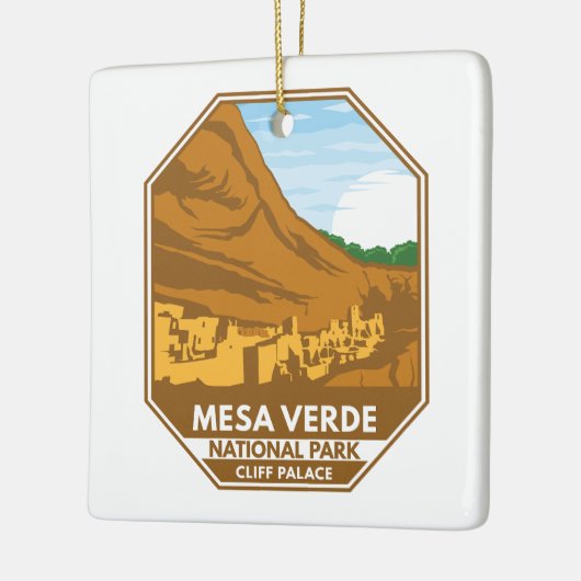 Mesa Verde National Park Cliff Palace Retro Emblem Keramikornament (Links)