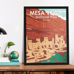Mesa Verde Nationalpark Colorado Farbige Vintage-A Poster