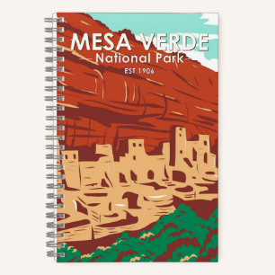 Mesa Verde Nationalpark Colorado Farbige Vintage Notizblock