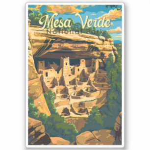 Mesa Verde Nationalpark Illustration Kunst, Dichtu Aufkleber